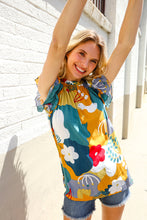 Load image into Gallery viewer, Be Bold Multicolor Abstract Print Flutter Sleeve Mock Neck Top
