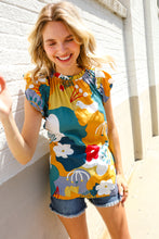 Load image into Gallery viewer, Be Bold Multicolor Abstract Print Flutter Sleeve Mock Neck Top
