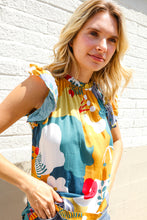 Load image into Gallery viewer, Be Bold Multicolor Abstract Print Flutter Sleeve Mock Neck Top
