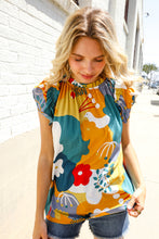 Load image into Gallery viewer, Be Bold Multicolor Abstract Print Flutter Sleeve Mock Neck Top
