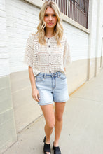 Load image into Gallery viewer, Judy Blue Light Wash Midrise Stitch Hem Semi Distressed Shorts

