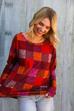Load image into Gallery viewer, Autumn Embers Checker Plaid Long Sleeve Top
