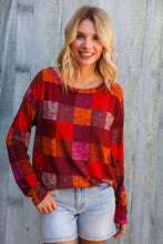 Load image into Gallery viewer, Autumn Embers Checker Plaid Long Sleeve Top
