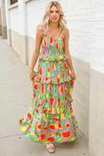 Load image into Gallery viewer, Sunny Days Abstract Print Tiered Ruffle Smocked Sleeveless Maxi
