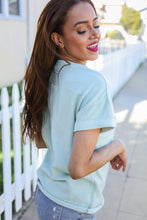 Load image into Gallery viewer, Casual Living Sage Terry Capped Short Sleeve Patch Back Tee
