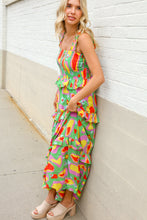Load image into Gallery viewer, Sunny Days Abstract Print Tiered Ruffle Smocked Sleeveless Maxi
