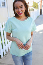 Load image into Gallery viewer, Casual Living Sage Terry Capped Short Sleeve Patch Back Tee
