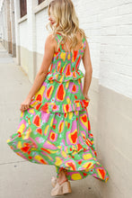 Load image into Gallery viewer, Sunny Days Abstract Print Tiered Ruffle Smocked Sleeveless Maxi
