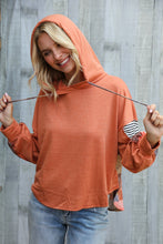 Load image into Gallery viewer, Patch Me Later Rust French Terry High Low Hoodie
