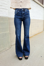 Load image into Gallery viewer, Judy Blue High Rise Trouser Flare Dark Wash Denim Jeans
