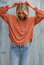Load image into Gallery viewer, Patch Me Later Rust French Terry High Low Hoodie
