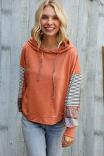 Load image into Gallery viewer, Patch Me Later Rust French Terry High Low Hoodie
