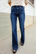 Load image into Gallery viewer, Judy Blue High Rise Trouser Flare Dark Wash Denim Jeans
