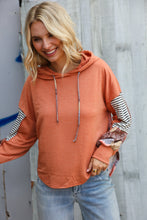 Load image into Gallery viewer, Patch Me Later Rust French Terry High Low Hoodie
