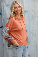 Load image into Gallery viewer, Patch Me Later Rust French Terry High Low Hoodie
