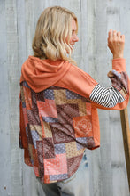 Load image into Gallery viewer, Patch Me Later Rust French Terry High Low Hoodie
