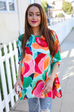Load image into Gallery viewer, Sieze The Day 3/4 Tie Sleeve Shark Bite Hem Abstract Print Tunic
