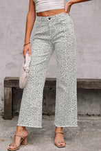 Load image into Gallery viewer, 1 the Woman - Leopard /Polka Dot Frayed Edge Wide Leg High Waist Jeans
