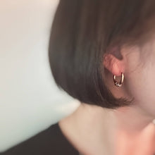 Load image into Gallery viewer, Ellison+Young - Ringed Up Two Toned Huggie Hoop Earrings
