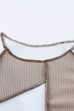 Load image into Gallery viewer, Suhkasana - Ribbed Color Block Slim Fit Top with Contrast Seams
