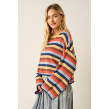 Load image into Gallery viewer, mittoshop - MULTICOLOR STRIPED SWEATER KNIT TOP
