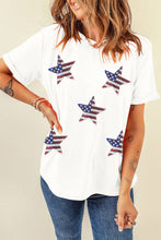 Load image into Gallery viewer, Lovesoft - Multicolor Sequined American Flag Star Graphic T Shirt
