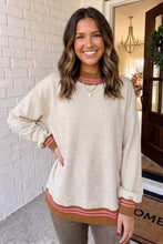 Load image into Gallery viewer, LA Society - LAS Striped Ribbed Trim Mock Neck Sweatshirt (S-XL)
