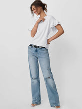 Load image into Gallery viewer, Suhkasana - Women's Ruffle Sleeve Crew Neck T-Shirt – Casual Summer Solid Color Top
