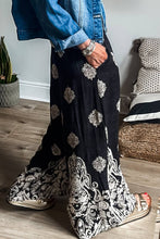 Load image into Gallery viewer, Lovesoft - Black Bohemian Printed Drawstring Waist Wide Leg Pants
