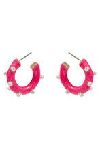 Load image into Gallery viewer, Designature New York - Round Pearlized Color Enamel Pearls Hoop Earrings
