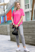 Load image into Gallery viewer, 42POPS - ,._ SI-24394 WASHED SHORT SLEEVE BOAT-NECK TOP W HI-LOW HEM
