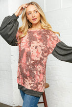 Load image into Gallery viewer, Floral Print Contrast Bubble Sleeve Tunic
