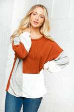Load image into Gallery viewer, Two Tone Hacci Color Block Sweater Top
