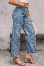 Load image into Gallery viewer, 1 the Woman - Leopard /Polka Dot Frayed Edge Wide Leg High Waist Jeans
