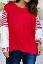 Load image into Gallery viewer, Little Daisy Closet - LDC Striped Patchwork Sleeve Colorblock Sweatshirt
