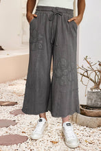 Load image into Gallery viewer, Little Daisy Closet -  LDC Floral Patch Mineral Washed Terry Knit Cropped Pants

