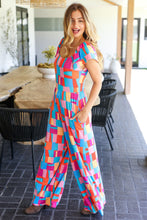 Load image into Gallery viewer, Scarlet &amp; Aqua Geometric Print Wide Leg Jumpsuit
