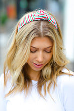 Load image into Gallery viewer, Green/Red Christmas Stripe Top Knot Headband
