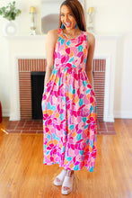 Load image into Gallery viewer, Hello Beautiful Fuchsia Abstract Floral Fit &amp; Flare Maxi Dress
