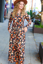 Load image into Gallery viewer, Diva Days Black Floral Long Sleeve Maxi Dress
