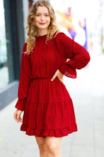 Load image into Gallery viewer, Simply Merry Burnt Red Animal Print Mock Neck Tiered Dress
