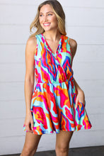 Load image into Gallery viewer, Vibrant Multicolor Abstract Sleeveless Surplice Romper

