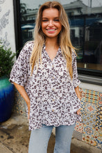 Load image into Gallery viewer, Feeling Bold Ivory Animal Print Dolman Collar Button Down Top
