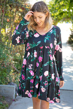 Load image into Gallery viewer, Midnight Floral Tiered Babydoll Dress with Pockets
