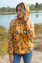Load image into Gallery viewer, Leopard Print Cold Shoulder Hoodie Top
