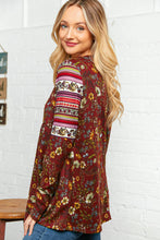 Load image into Gallery viewer, Burgundy Hacci Babydoll Ethnic Sleeve Top
