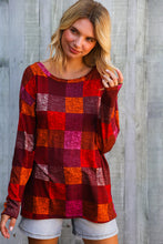 Load image into Gallery viewer, Autumn Embers Checker Plaid Long Sleeve Top
