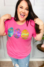 Load image into Gallery viewer, Turn Heads Hot Pink Sequin Easter Egg Terry Top
