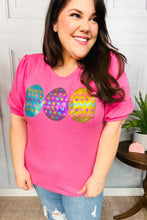 Load image into Gallery viewer, Turn Heads Hot Pink Sequin Easter Egg Terry Top
