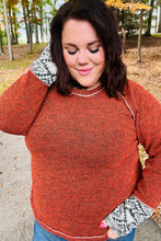 Load image into Gallery viewer, Be Yourself Rust Textured Aztec Outseam Top
